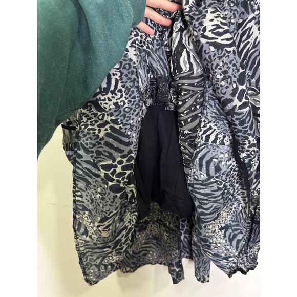 Vintage Choices Maxi Skirt Large Tiered Animal Print Black White - Picture 9 of 10
